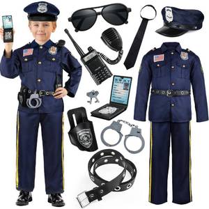 lot 61641 image: Police Officer Costume for Kids, Cop Costume Outfit Set with Toy Accessories, Halloween Costumes for Boys - Retail $37