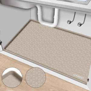 lot 61645 image: Under Sink Mat, 34 x 22 Waterproof Silicone Under Sink Tray for Kitchen & Laundry Cabinets, Kitchen Cabinet Shelf Protector, Up to 3.3 Gallons Liquid, Fits 36 inch Standard Cabinet - Retail $24