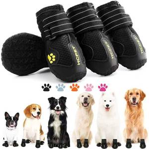 lot 61663 image: Dog Shoes, Dog Boots for Large Dogs, Waterproof Dog Booties Paw Protector for Summer Hot Pavement, Winter Snowy Day, Outdoor Walking, Indoor Hard Floors Anti Slip Sole Black Size 7 - Retail $33