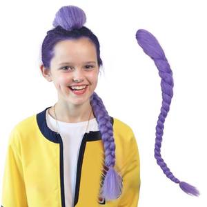 lot 61673 image: Long Purple Braided Cosplay Wig Dress up Accessories with Clips for Halloween Only Braid - Retail $18