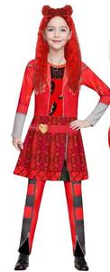 lot 61679 image: Princess Red Costume for Girls - Rise Red Jumpsuit Kids Dress Up Outfits for Halloween & Birthday Party Cosplay, 5-12Y. - Retail $20