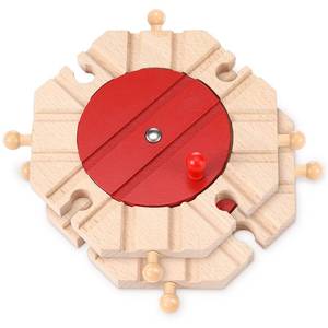 lot 61686 image: 2 Pcs Wooden Train Track Expansion Packs Wooden Train Accessories 8 Way Wood Track Turntables Compatible with Most Tracks Brick Bridge for Toys Favor - Retail $14