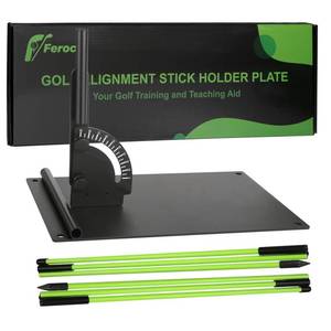 lot 61687 image: Golf Alignment Stick Holder with Adjustable Angle Plate, No Stab Ground Portable Golf Training Aid, Swing Plane Trainer to Fix Slices & Straighten Putts