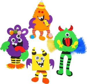 lot 61737 image: 4Es Novelty Halloween Crafts for Kids (12 Pack) Silly Monsters Foam Magnet Fall Crafts Bulk, Halloween Party Activities for Kids Ages 3-5, 4-8 - Retail $12