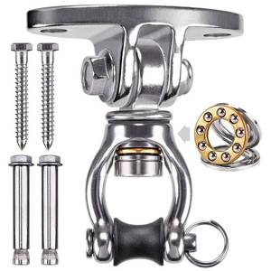 lot 61741 image: Silent Bearing Swivel Swing Hanger Stainless Steel Swing Hook Ceiling Mount Swing Bracket for Aerial Yoga Silks Swing Chair Heavy Bag Swing Set Indoor Outdoor Swing - Retail $20