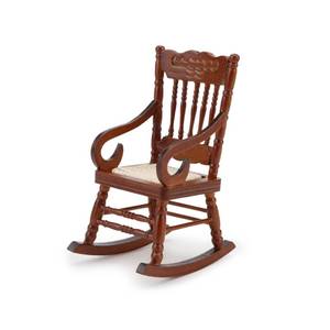lot 61749 image: Dollhouse Miniature Rocking Chair 112 Scale Wooden Furniture Accessories Tiny Mini House Home Outdoor Cake Topper Decoration Model Living Room Scene Christmas Craft Displays (Brown) - Retail $9