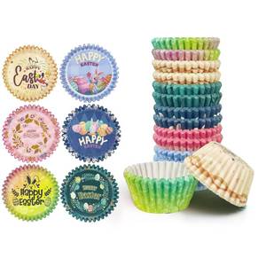 lot 61750 image: Easter 300PCS Mini Cupcake Liners Cupcake Cups 6 Designs Gradient Cupcake Papers Baking Cups Cupcake Wrappers (Small Size)