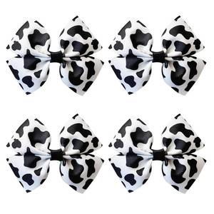 lot 61752 image: 3Pcs Cow Print Bows for Women Cow Print Hair Bow Clips Cute Hair Accessories for Women - Retail $6