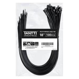 lot 61765 image: Zip Ties 18 inch (100 Pack), Black, 60lb Tensile Strength, UV Resistant Cable Ties for indoor and outdoor use. COUNT UNKNOWN. - Retail $10