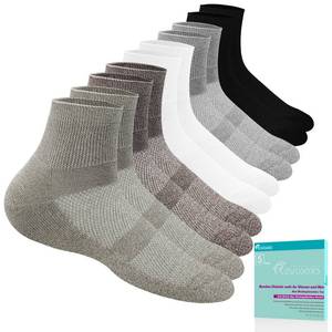 lot 61772 image: Revosoxs Diabetic Socks for Women Men,5 Pairs Non Binding Diabetic Ankle Socks, Wide Stretchy Loose Seamless Socks 7-9 9-11(Light Dark-Large) - Retail $17