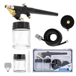 lot 18406 image: Master Airbrush Model E91 Airbrush Set Master Single-Action External Mix Siphon Feed Airbrush Set with 0.8mm Tip and 18 air inlet