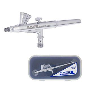 lot 18407 image: Master Airbrush G25 Multi-Purpose Dual-Action Gravity Feed Airbrush Gun Kit with 0.2mm Tip & 116 oz Cup for Aerografo Illustration, Nail Art, Model Painting & Cake Decorating