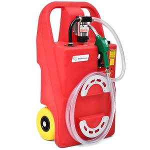 lot 18448 image: YITAMOTOR Diesel Fuel Caddy 26 Gallon, Portable Fuel Tank with 12V Electric Transfer Pump Diesel Fuel Tank with Auto Fueling Nozzle & 360°Swivel Connector, Red
