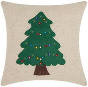 lot 18488 image: Nourison Home For The Holiday Felt Christmas Tree Natural Throw Pillow
