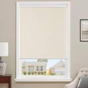 lot 18393 image: ChrisDowa 100% Blackout Roller Shade, Window Blind with Thermal Insulated, UV Protection Fabric. Total Blackout Roller Blind for Office and Home. Easy to Install. White,42 W x 72 H