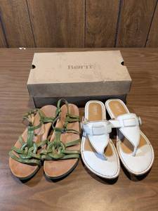 lot 193 image: Born Leather Sandals Set - White and Green