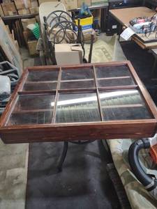 lot 2004 image: 34x27x6 Wood Framed 6-Pane Window Panel shelf