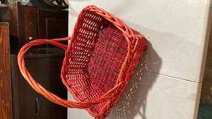lot 2012 image: Red Woven Wicker Storage Basket
