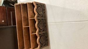 lot 2023 image: Wooden Wall Letter Organizer with Carved Floral Design