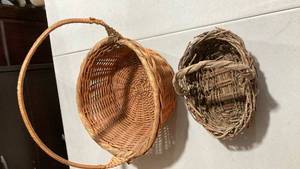 lot 2024 image: Large Handwoven Wicker Wall Baskets