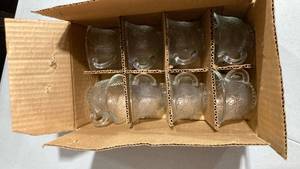 lot 2030 image: Set of 8 Glass Punch Cups with Rose Pattern