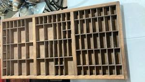 lot 2031 image: Wooden Printers Type Case Cabinet