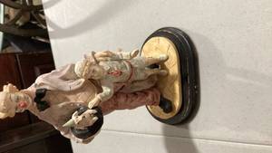 lot 2037 image: Colonial Style Porcelain Figurine on Wood Base