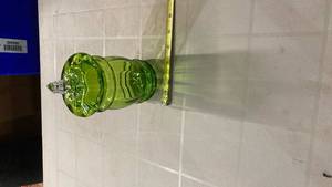 lot 2073 image: Green Glass Geometric Vase