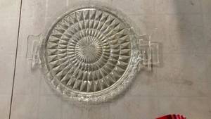 lot 2078 image: Clear Glass Sunburst Serving Platter with Handles