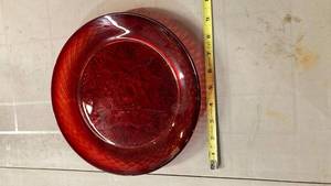 lot 2083 image: Ruby Red Crystal Cut Glass Serving Plate