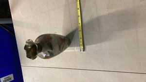 lot 2096 image: Decorative Glass Vase with Floral Design