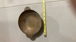 lot 2124 image: Decorative Brass Serving Plate with Floral Etching