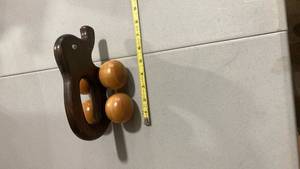 lot 2137 image: Wooden Wall Hook with Spherical Finials