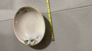 lot 2143 image: Hand Painted Floral Oval Serving Bowl