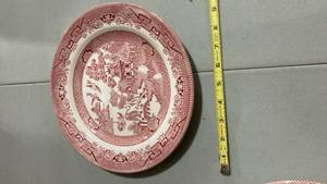 lot 2147 image: Churchill Pink Willow Pattern Plate