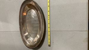 lot 2161 image: Silver Plated Oval Serving Tray with Rope Edge