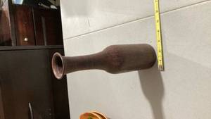 lot 2175 image: Brown metal bottle 3�� x 10�� bella Casa