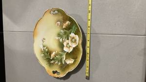 lot 2245 image: Hand-Painted Floral Porcelain Serving Dish