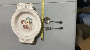 lot 2247 image: Childs  Plate with fork and spoon