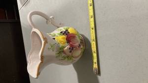 lot 2251 image: Hand Painted Porcelain Fruit pitcher