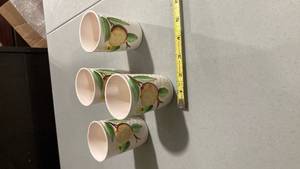 lot 2266 image: Hand Painted Citrus Ceramic Cups Set of 4