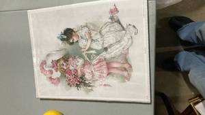 lot 2306 image: Victorian Era Pink Rose Ladies Print 12 x 15