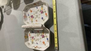 lot 2311 image: Handpainted Floral Divided Serving Dish