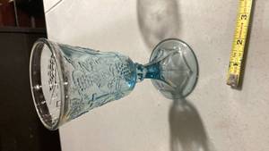 lot 2317 image: Princess House Blue Crystal Wine Glass