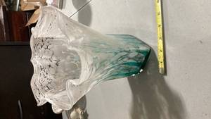 lot 2321 image: Handcrafted Glass Wave Sculpture vase