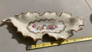 lot 2324 image: Lenox Porcelain Leaf-Shaped Dish with Floral Design
