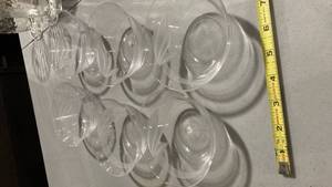 lot 2336 image: Clear Glass Serving bowls with Linear Design