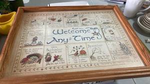 lot 2355 image: Welcome Any Time Calendar Art Wooden Tray