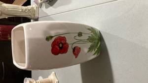 lot 2363 image: Red Poppy Pattern Ceramic vase