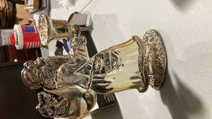 lot 2397 image: Silver plated Santa Claus candle holder 8 inch in height